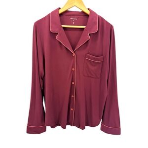 Cozy Earth Women's Bamboo Stretch Knit Long Sleeve Pajama Top Burgundy M NWT